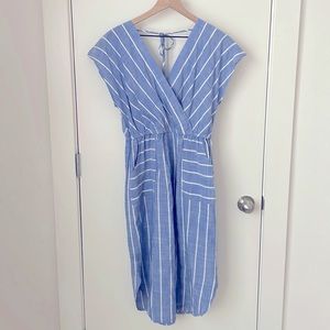 NWOT Universal Thread Striped Blue Midi Dress with Shirttail Hem